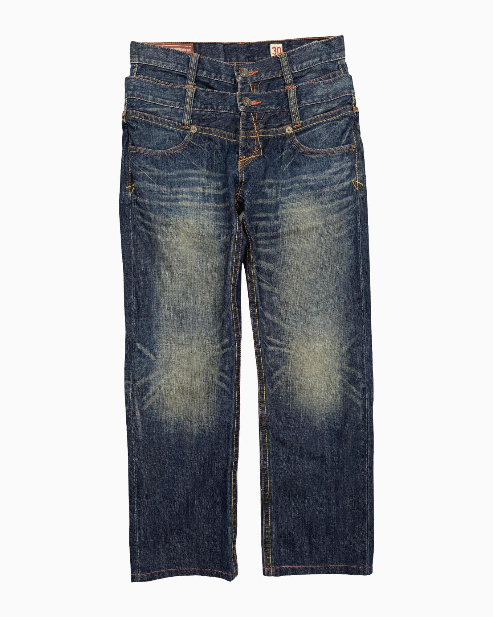 Double contrast stitching jeans (W30)