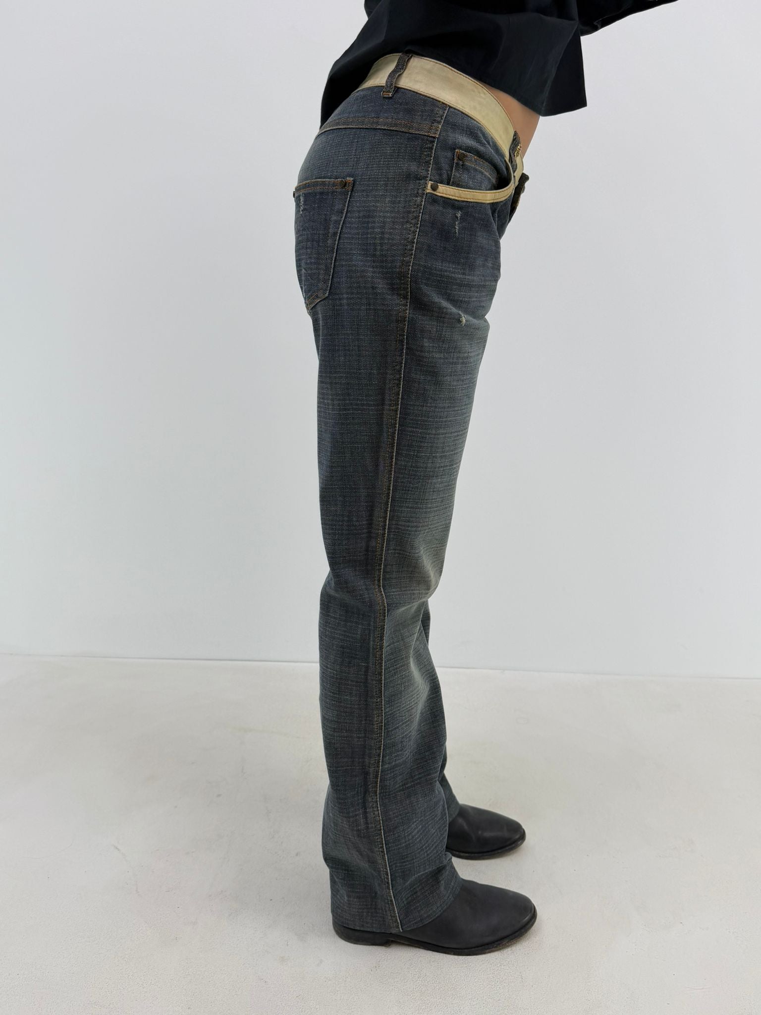 Contrast waistband jeans (W28)