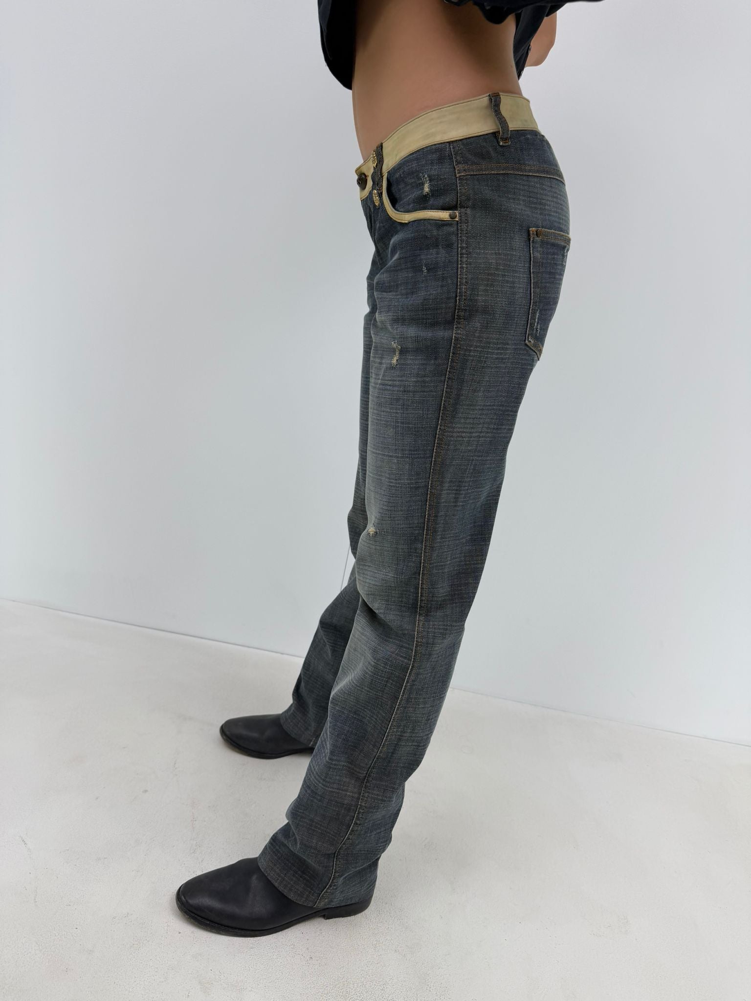 Contrast waistband jeans (W28)