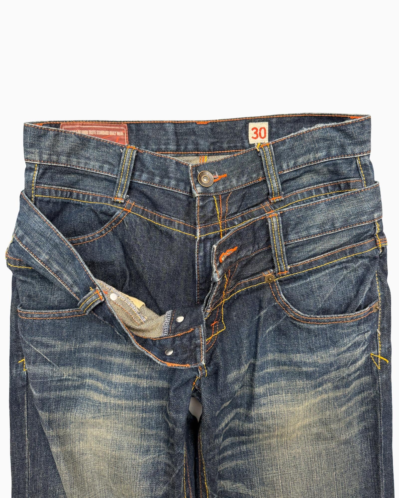 Double contrast stitching jeans (W30)
