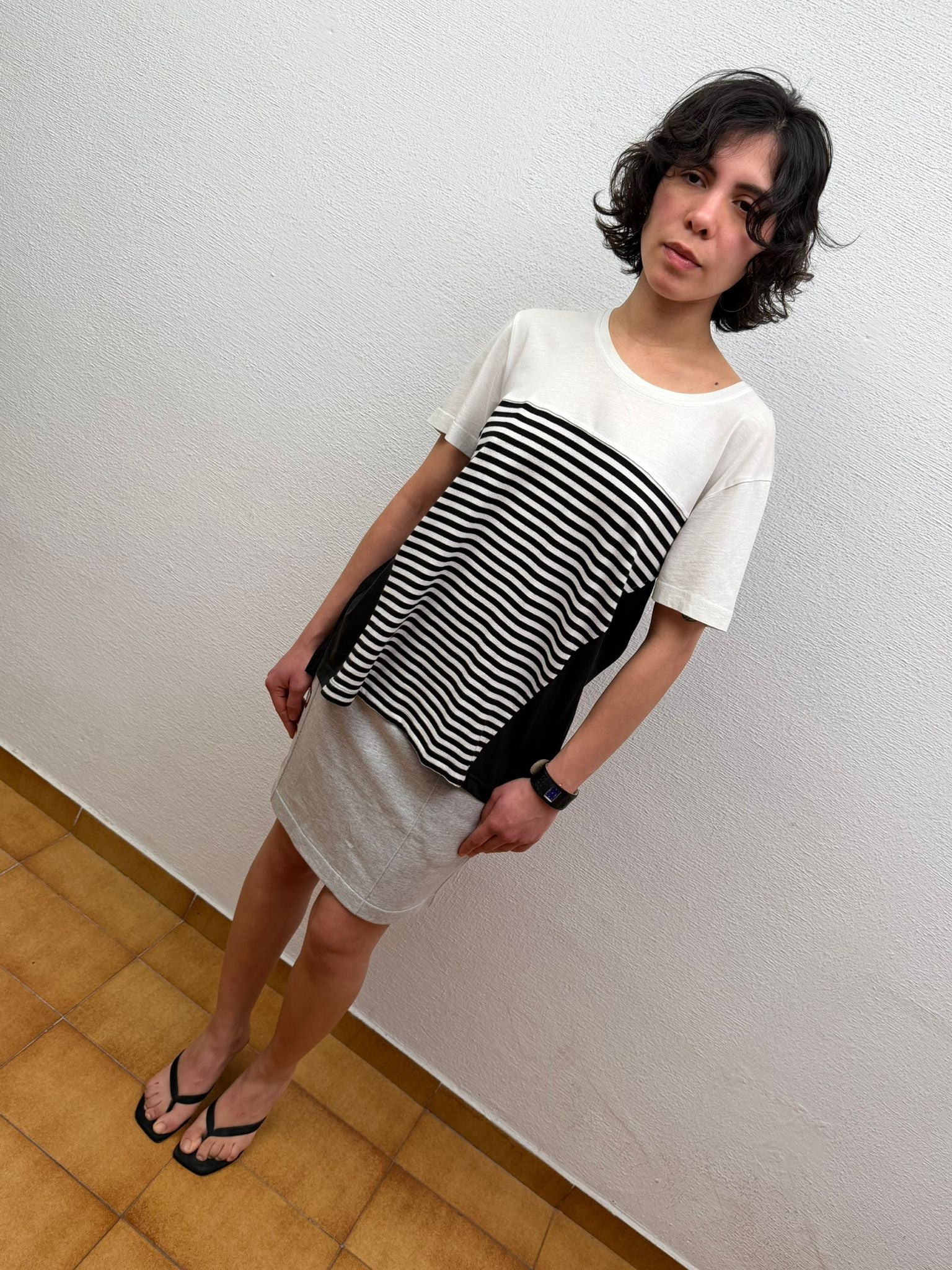 Striped tee open back (M)