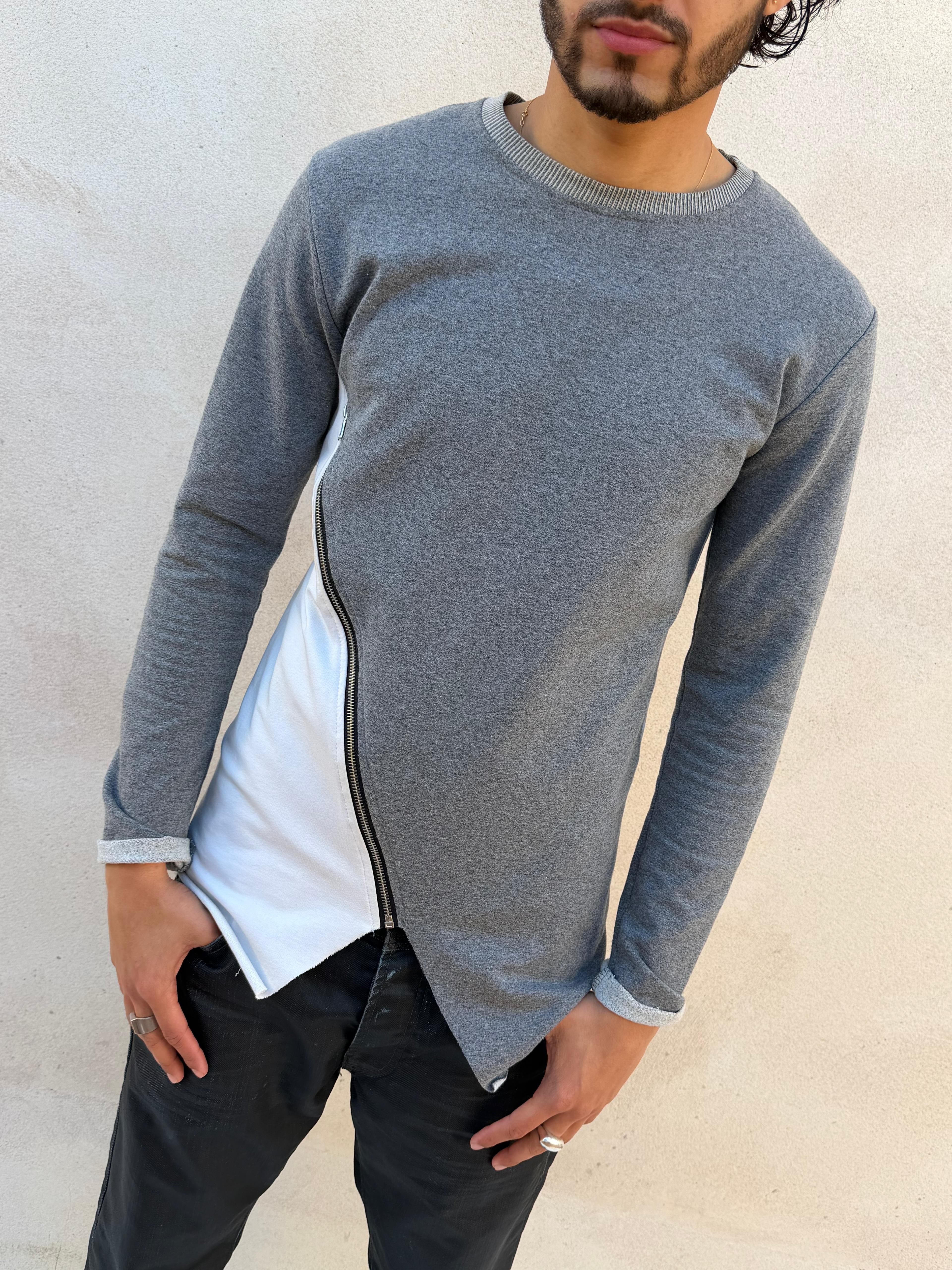 Asymmetric zip long sleeve t-shirt (M)
