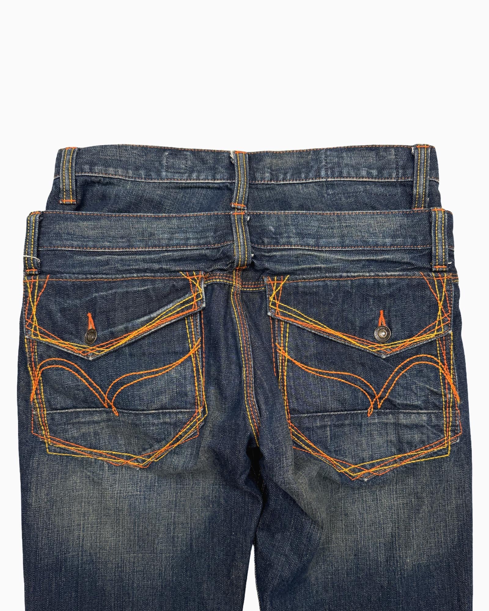 Double contrast stitching jeans (W30)
