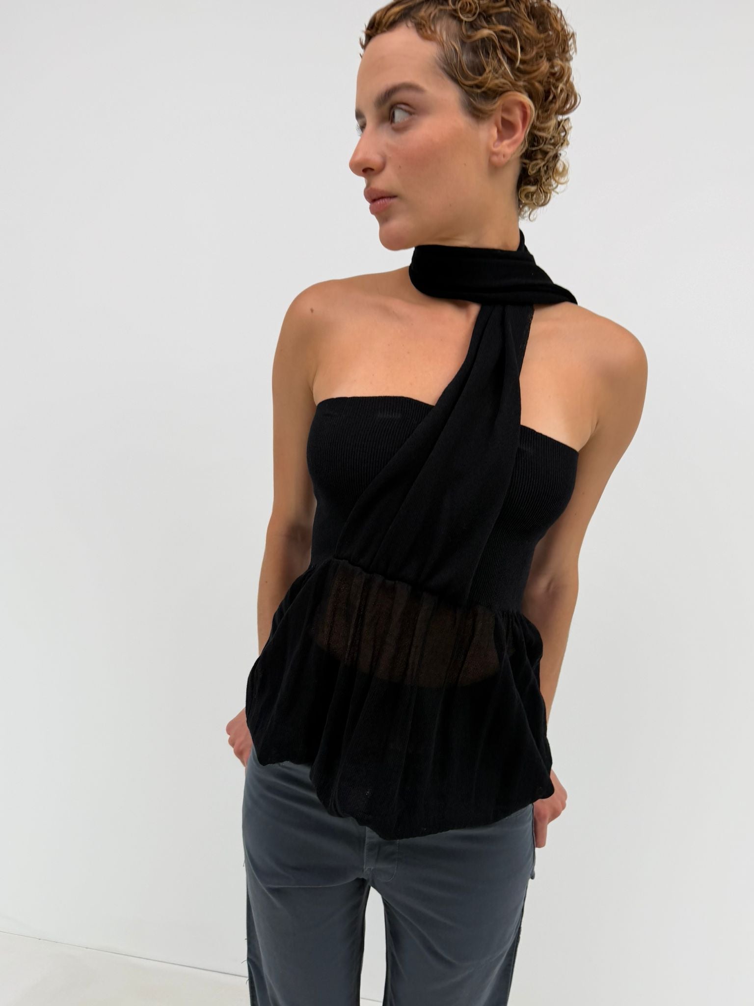 Strapless top with scarf (S)