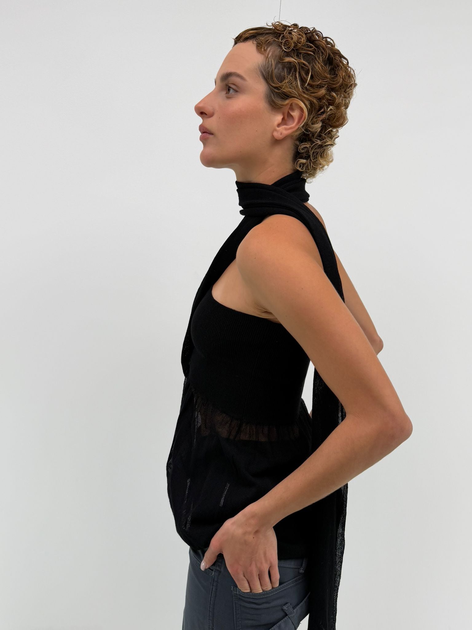 Strapless top with scarf (S)