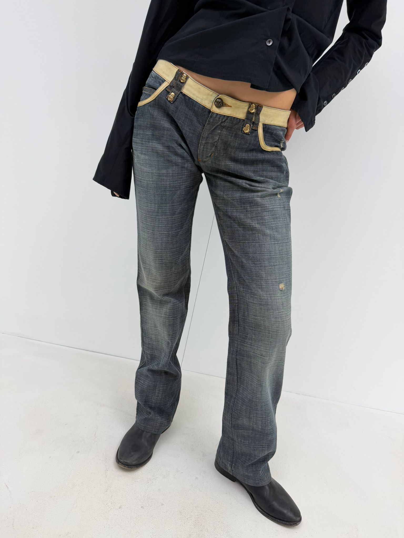 Contrast waistband jeans (W28)