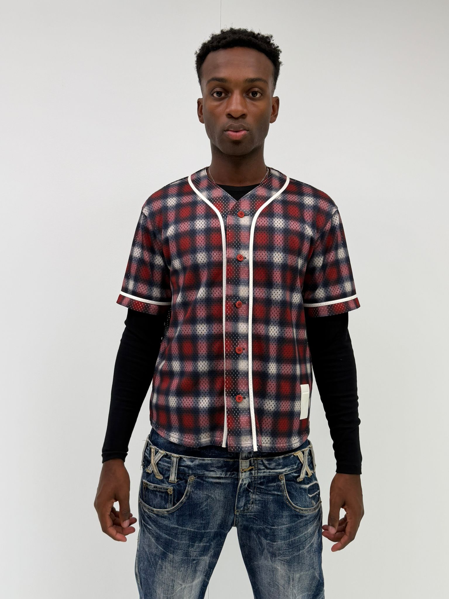 Phenomenon Mesh Plaid Shirt (M)
