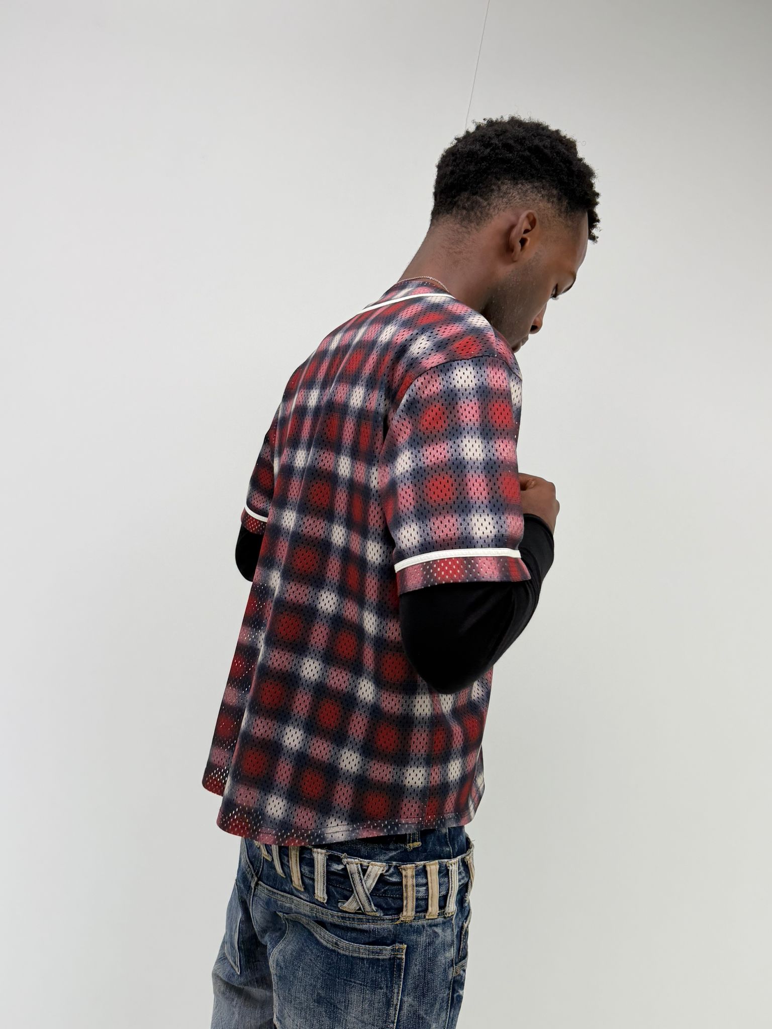 Phenomenon Mesh Plaid Shirt (M)