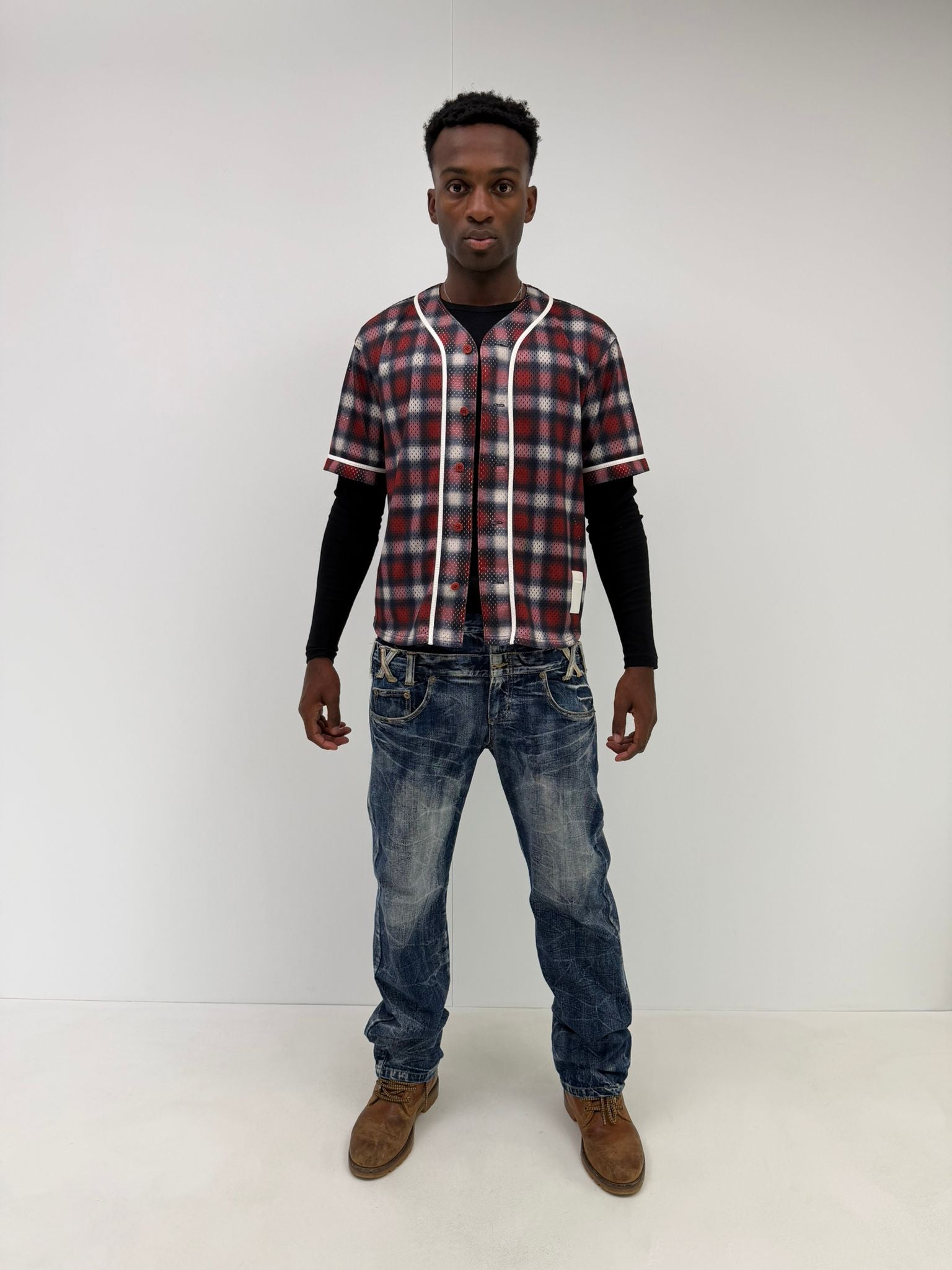 Phenomenon Mesh Plaid Shirt (M)